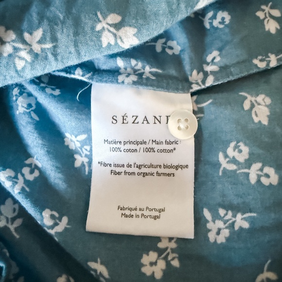 Sezane Ann Blue & Ecru Mini Flowers Shirt -- Size 10 US / 42 FR - Picture 9 of 10